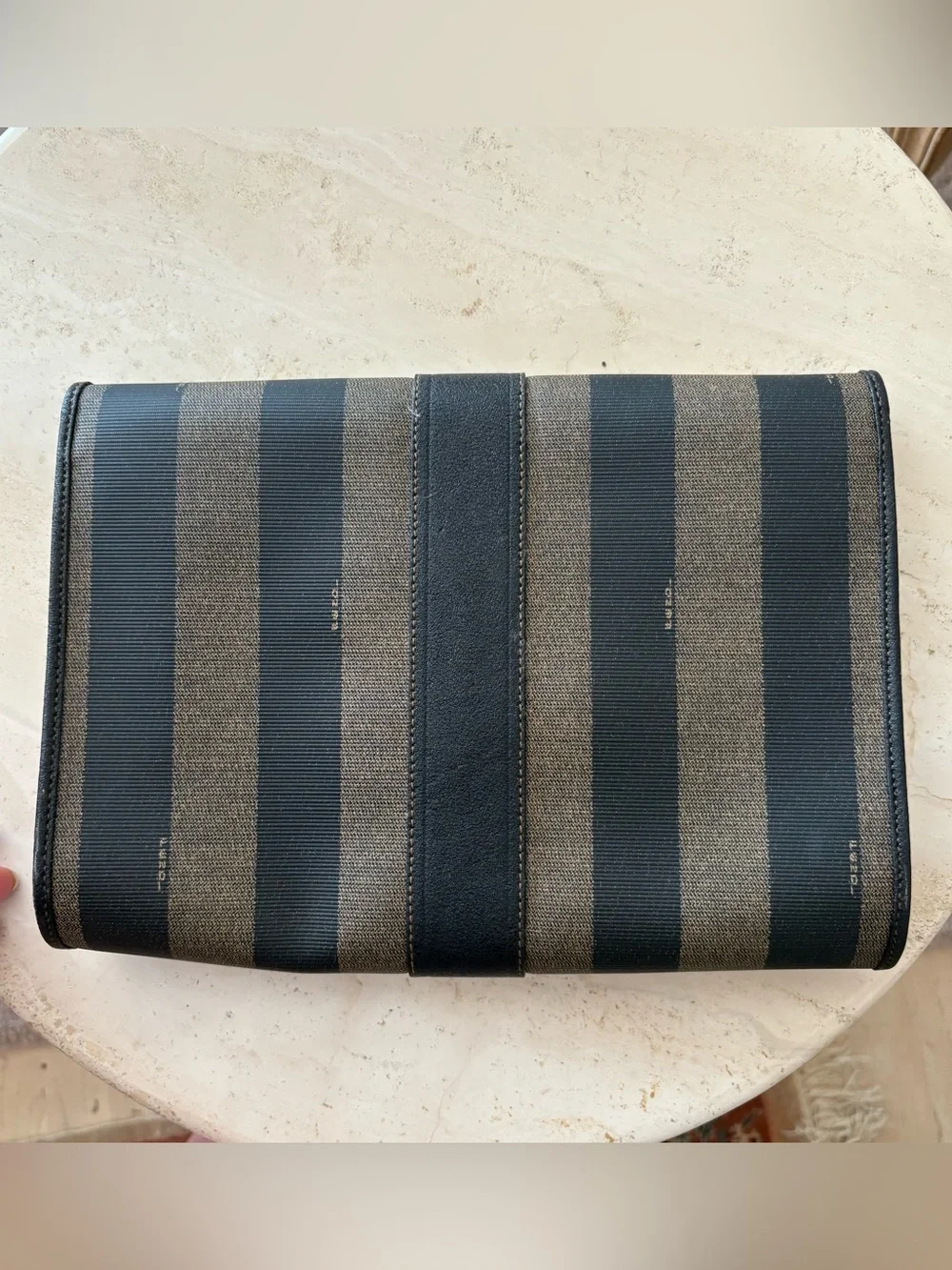 Fendi Striped Pequin Fold-Over Clutch